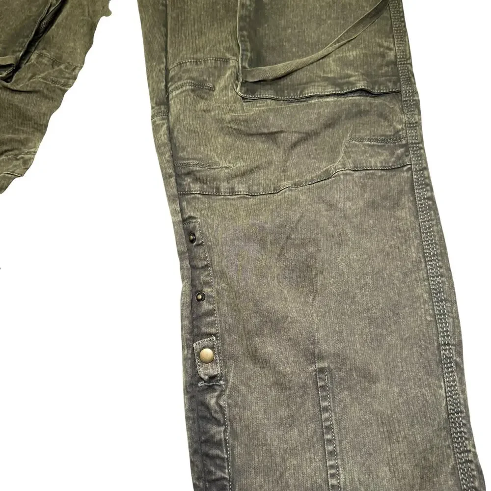 Free People We The Free Utility Cargo Pants Olive Green Acid Wash Medium - Picture 3 of 8